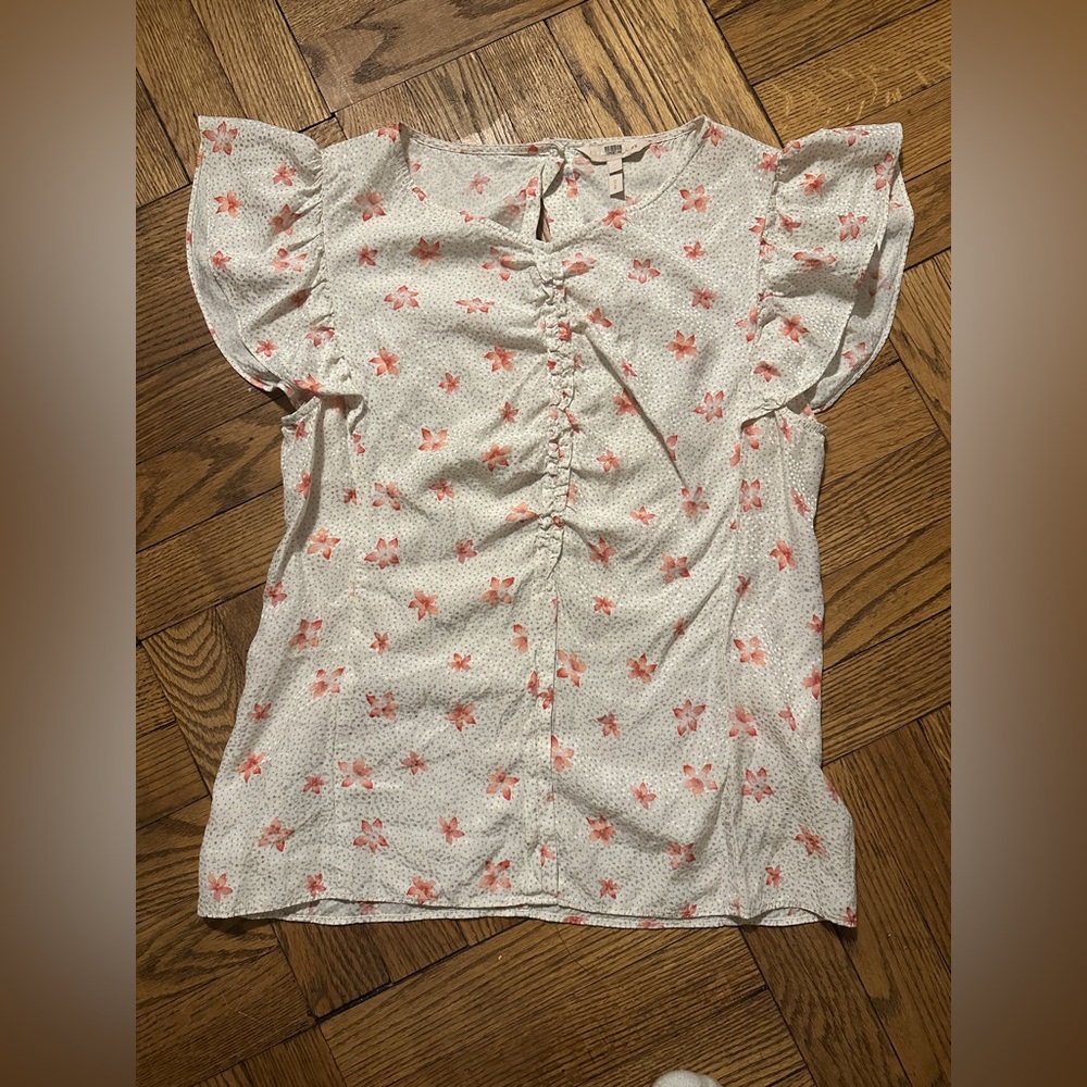 Rebecca Taylor NYC ruched Maui Floral Top Size 2 - Picture 4 of 8
